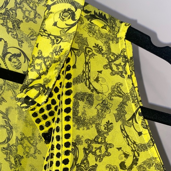 Versace Neon Yellow and Black Patterned Blouse - Picture 14 of 16